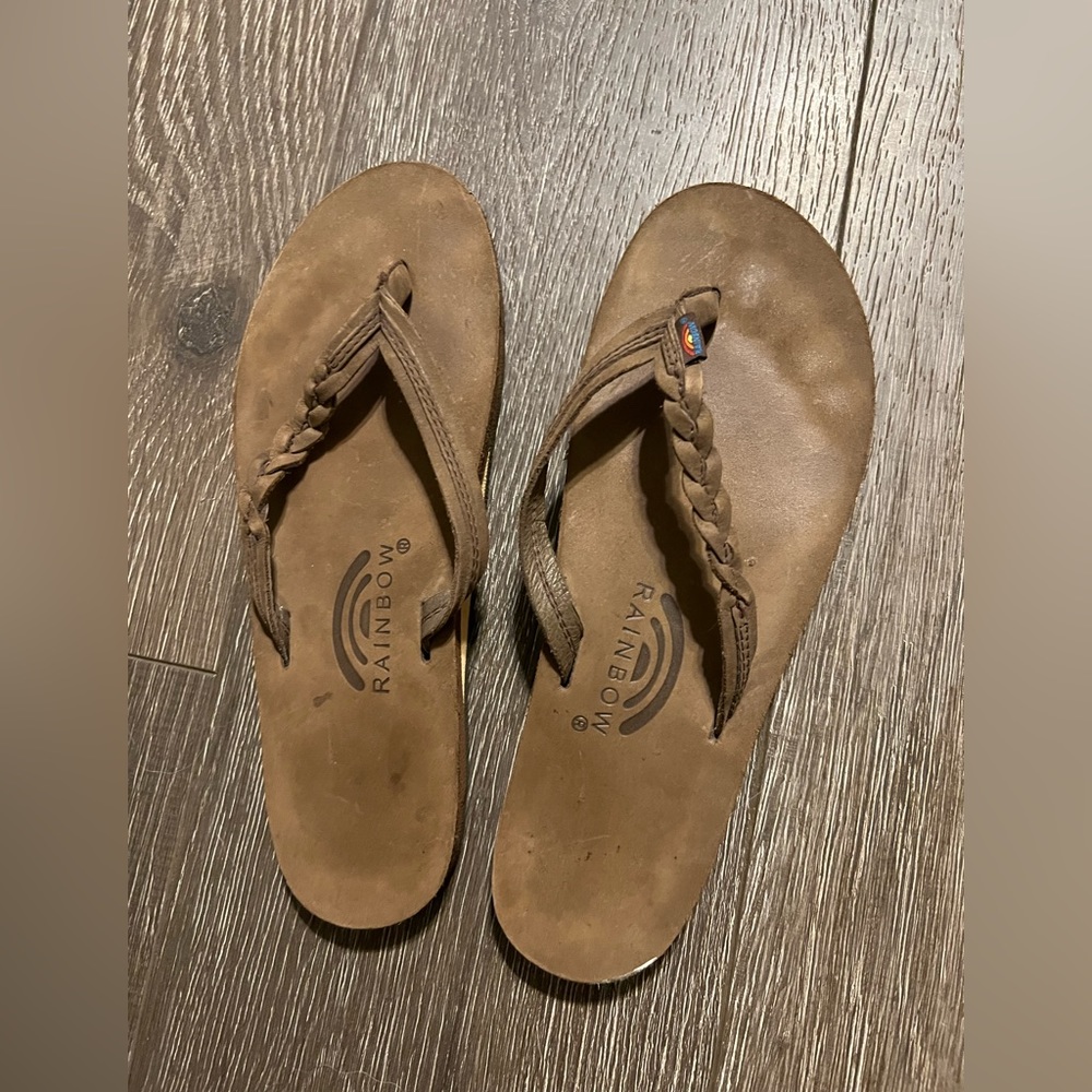 Rainbow flip flops
